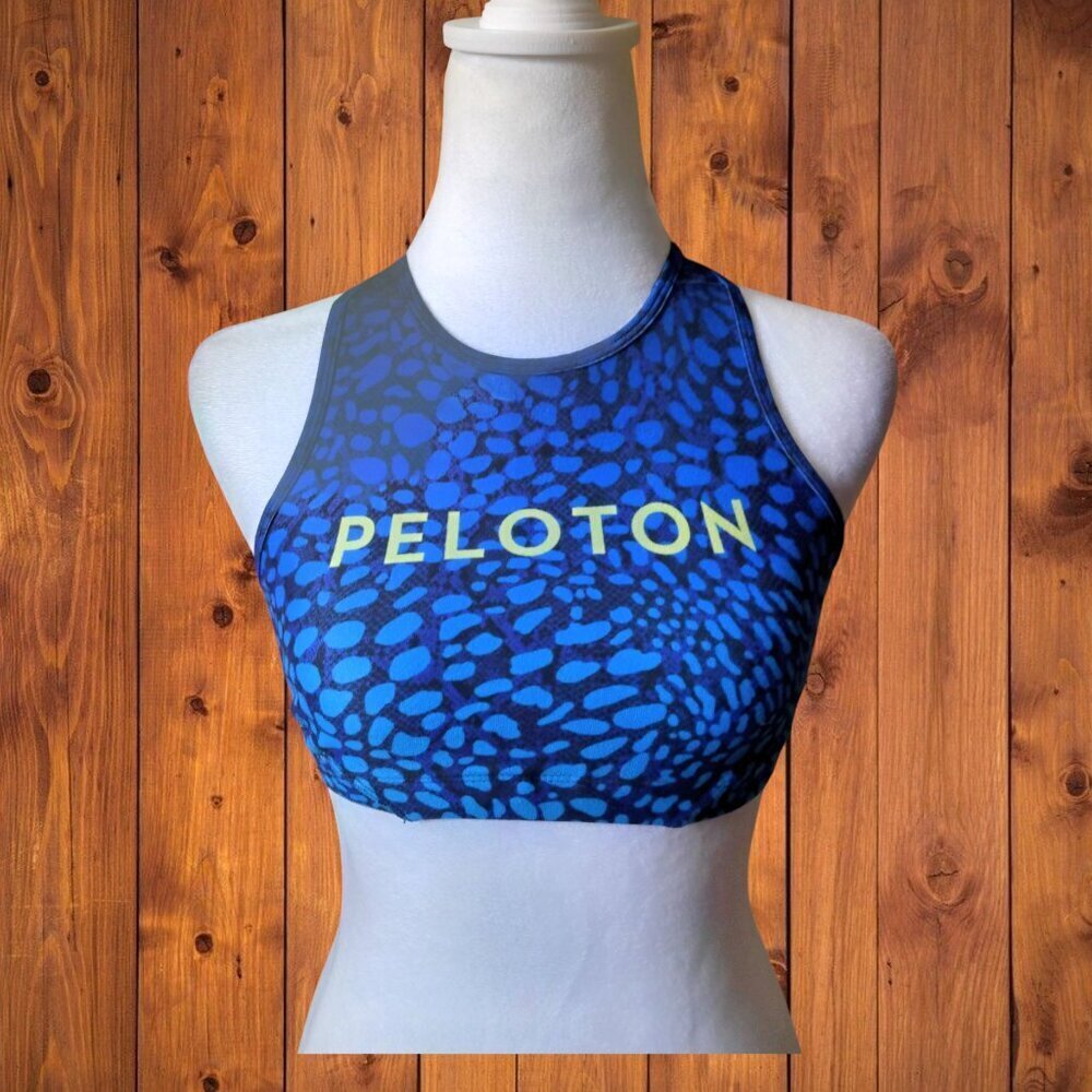 Peloton With Blue Wild Kite Size XS High Neck Women's Activewear Bra Top 2.0